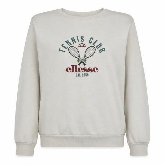 Front view of Ellesse Women's Beige Crew Neck Tennis Club Sweatshirt UK 8