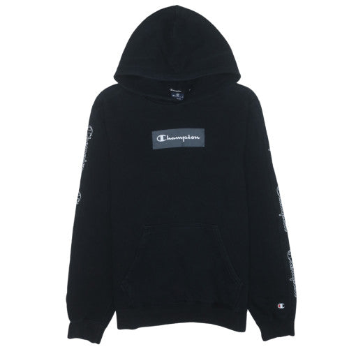 Champion Men's Black Pullover Hoodie L Regular Fit Logo Fleece