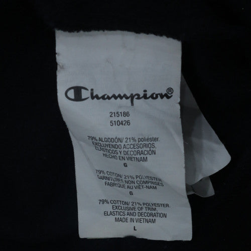 Champion Men's Black Pullover Hoodie L Regular Fit Logo Fleece