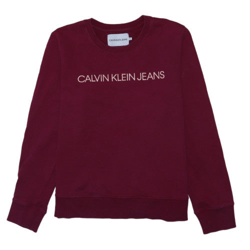Calvin Klein Jeans Womens Burgundy XL Cotton Logo Sweatshirt