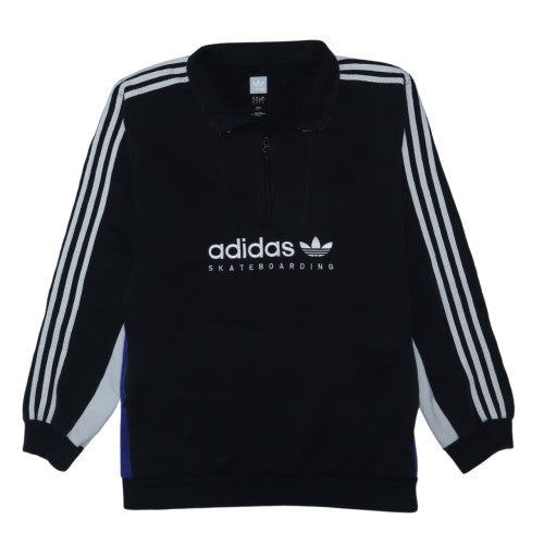 adidas Mens Black XL 1/2 Zip Fleece Sweatshirt Skateboarding Top