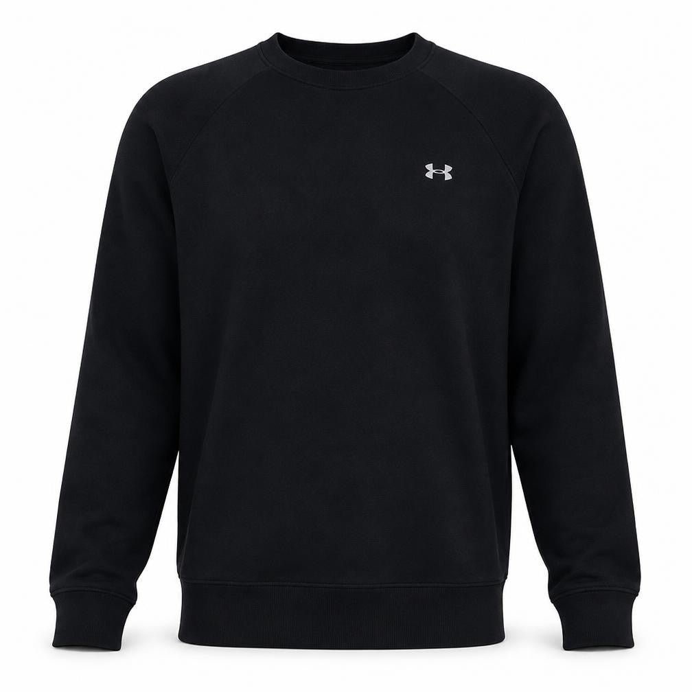 Front view of Under Armour Men's Black M Crew Neck Fleece Sweatshirt