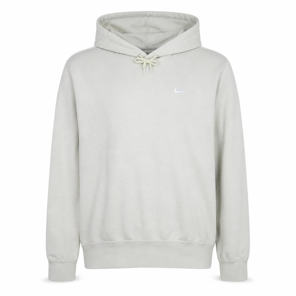Front view of Nike Men Beige Pullover Hoodie Medium Fleece Long Sleeve Regular Fit