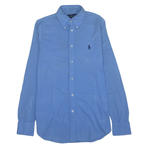 Ralph Lauren Men's Blue Featherweight Mesh Long Sleeve Polo Shirt Size M