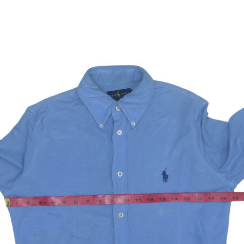 Ralph Lauren Men's Blue Featherweight Mesh Long Sleeve Polo Shirt Size M