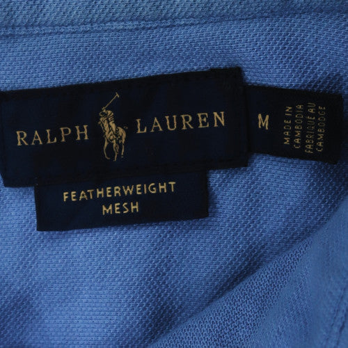 Ralph Lauren Men's Blue Featherweight Mesh Long Sleeve Polo Shirt Size M