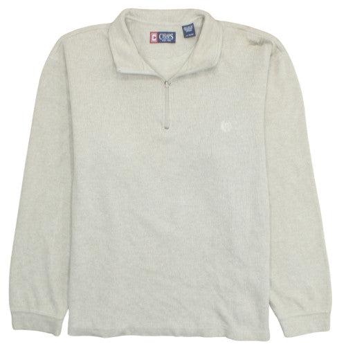 Chaps Men’s Beige 1/4 Zip Mock Neck Pullover Sweatshirt L