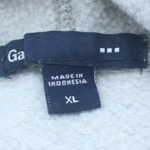 GAP Mens Grey XL Pullover Hoodie Logo Sweatshirt Cotton Blend