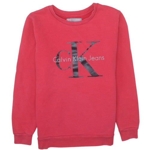 Calvin Klein Jeans Men's Red Small Pullover Logo Sweatshirt