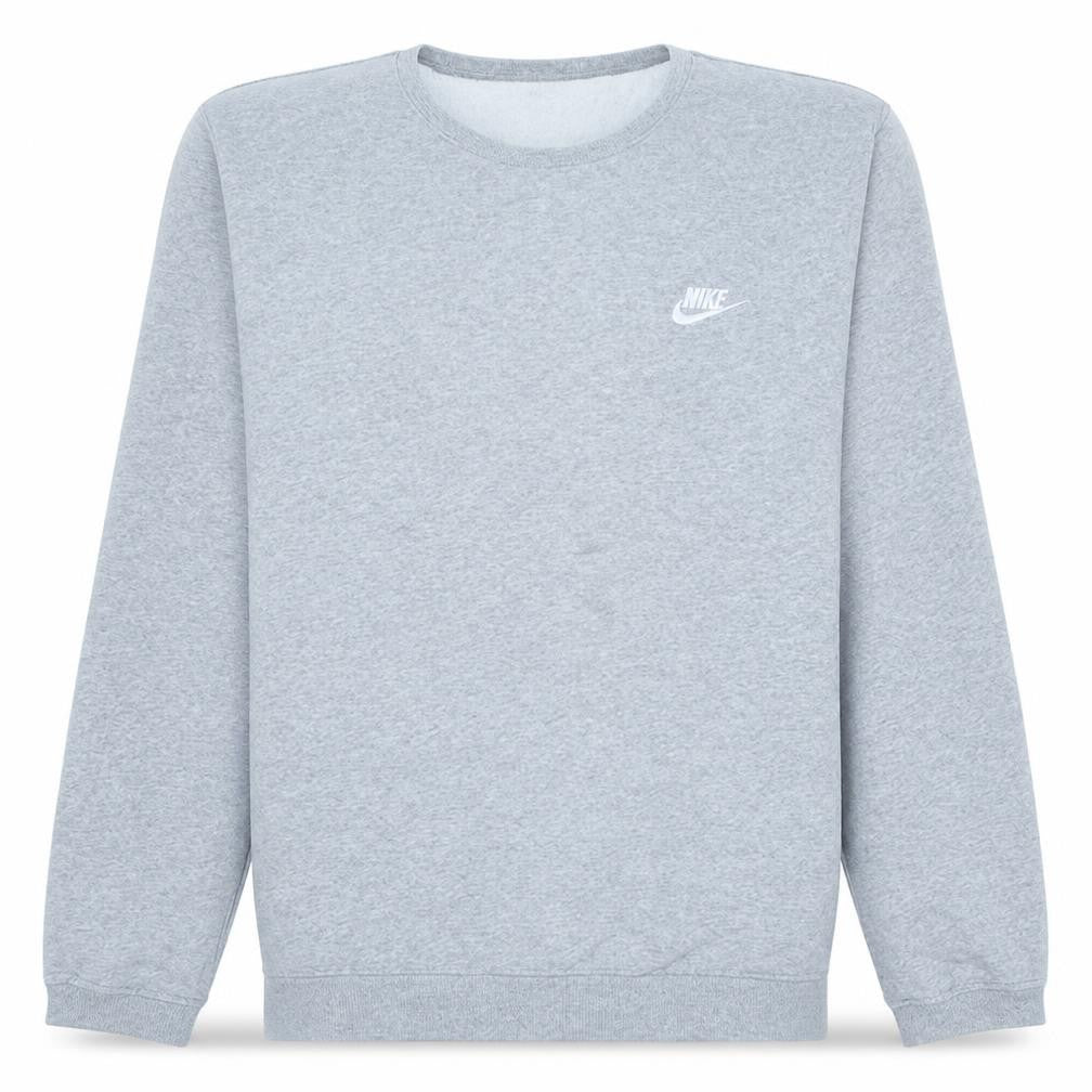 Front view of Nike Men's Grey Logo Crew Neck Sweatshirt, size M