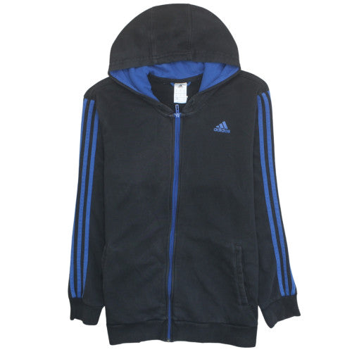 Adidas Men's Black XL Full Zip Hoodie with Blue Logo Detail