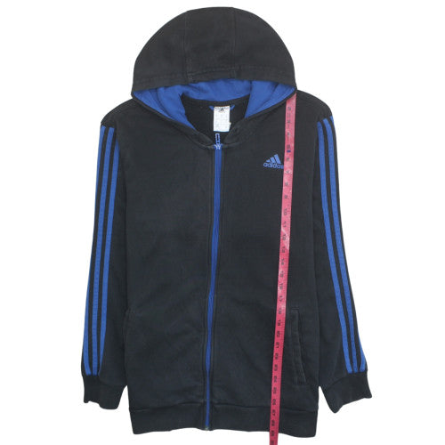 Adidas Men's Black XL Full Zip Hoodie with Blue Logo Detail