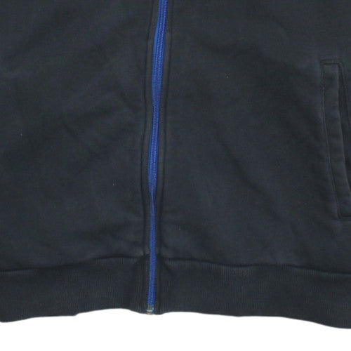Adidas Men's Black XL Full Zip Hoodie with Blue Logo Detail
