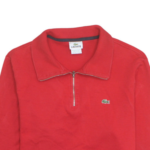 Lacoste Men's Red XL Collared 1/2 Zip Cotton Sweatshirt