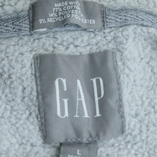 GAP Men’s Grey Pullover Hoodie Large Logo Fleece Sweatshirt