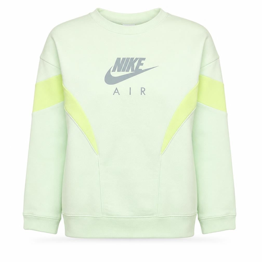 Front view of Nike girls’ green air logo pullover sweatshirt l 146-156cm