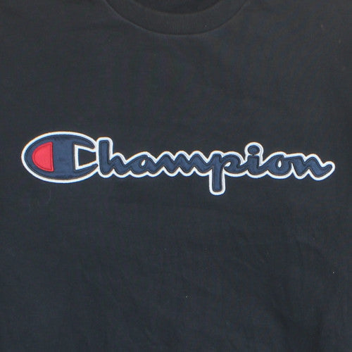 Champion Mens Black Logo Pullover Sweatshirt Size L Regular Fit