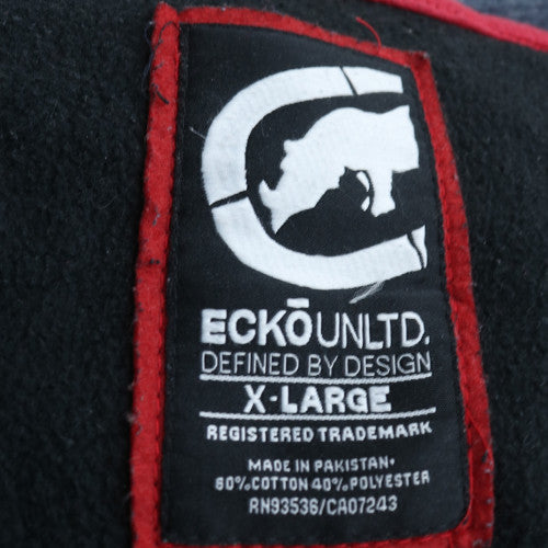 ECKO UNLTD Mens Black XL Full Zip Hoodie Graphic Logo Sweatshirt