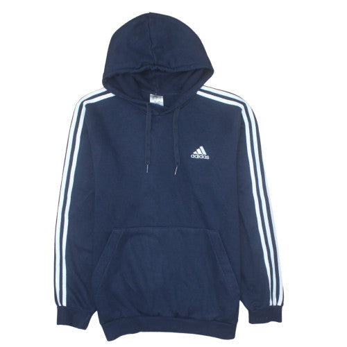 Adidas Mens Blue Pullover Hoodie L Sports Fleece Sweatshirt