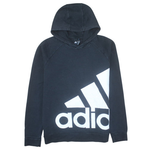 Adidas Men's Black Medium Pullover Hoodie Regular Fit Logo Fleece