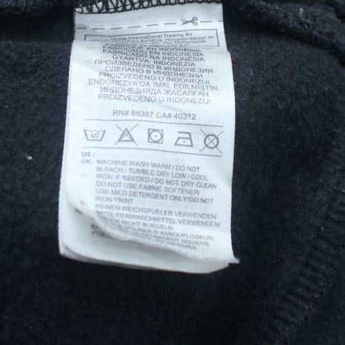 Adidas Men's Black Medium Pullover Hoodie Regular Fit Logo Fleece