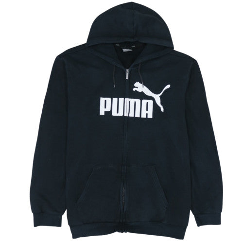 Puma Men’s Black 2XL Full Zip Hoodie with Logo Print