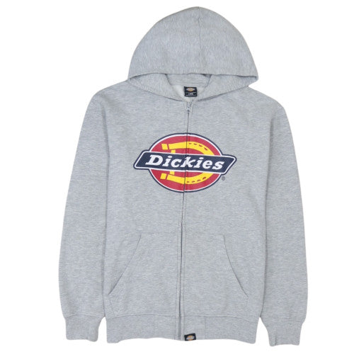 Dickies Men's Grey Full Zip Hoodie L Fleece Logo Sweatshirt