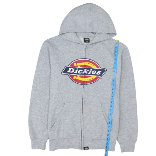 Dickies Men's Grey Full Zip Hoodie L Fleece Logo Sweatshirt
