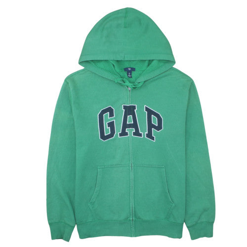 Gap Mens Green Full Zip Hoodie L Logo Fleece Sweatshirt