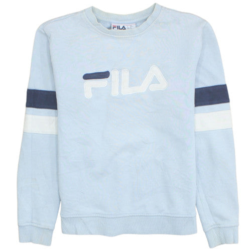 Fila Womens Light Blue Pullover Sweatshirt Size S Crew Neck Cotton Blend