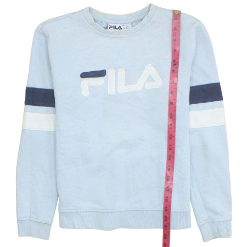 Fila Womens Light Blue Pullover Sweatshirt Size S Crew Neck Cotton Blend