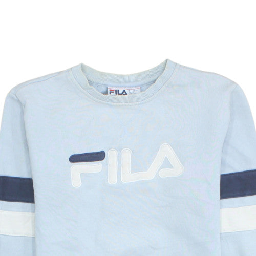Fila Womens Light Blue Pullover Sweatshirt Size S Crew Neck Cotton Blend