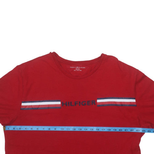 Tommy Hilfiger Men's Red Crew Neck Short Sleeve T-Shirt XXL Cotton