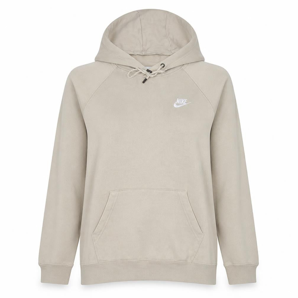 Front view of Nike Women’s Beige Pullover Hoodie Medium Cotton Blend Casual