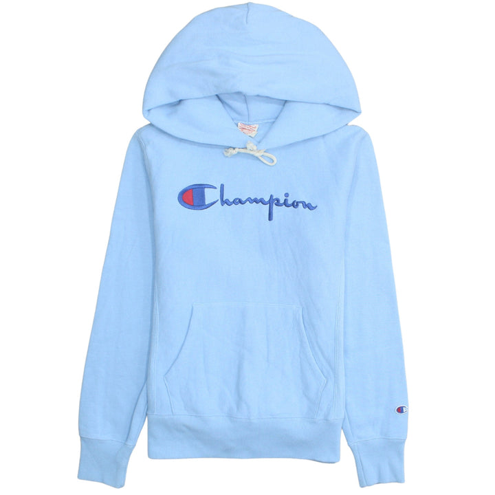 Champion Men's Blue Pullover Hoodie Medium Embroidered Logo Fleece
