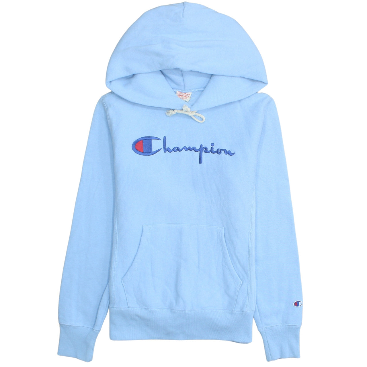 Champion Men's Blue Pullover Hoodie Medium Embroidered Logo Fleece