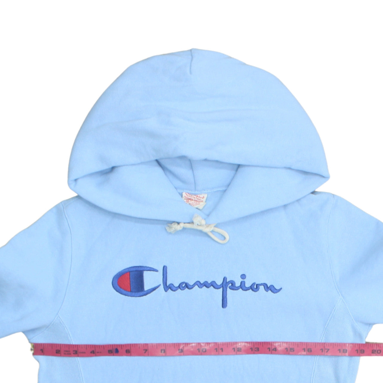 Champion Men's Blue Pullover Hoodie Medium Embroidered Logo Fleece