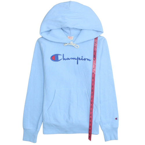Champion Men's Blue Pullover Hoodie Medium Embroidered Logo Fleece
