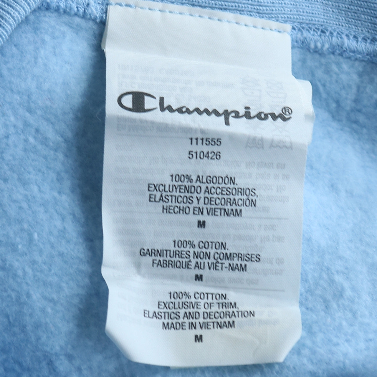 Champion Men's Blue Pullover Hoodie Medium Embroidered Logo Fleece