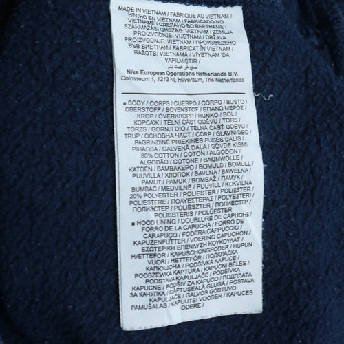 Nike Women's Blue Pullover Hoodie Small Cotton Blend Logo Hooded Sweatshirt