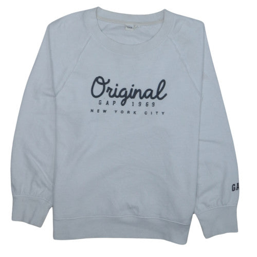 GAP Women White Original Logo Sweatshirt Medium Cotton Blend