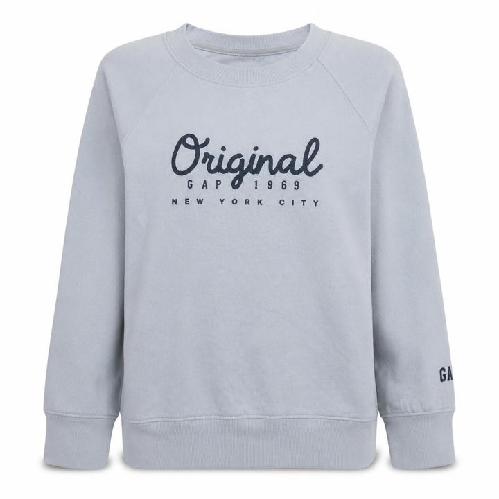 Gap Women White Original Logo Sweatshirt Medium Cotton Blend