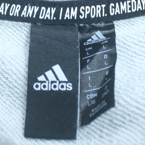 Adidas Men's Grey Pullover Hoodie L Regular Fit Sportswear