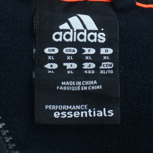 adidas Men's Black XL Full Zip Hoodie with Striped Sleeves