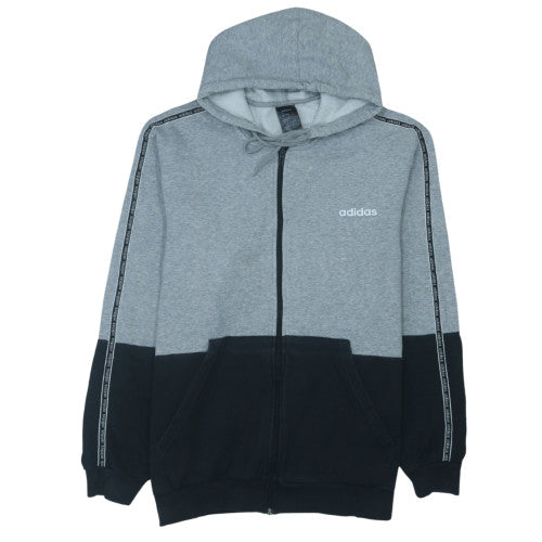 Adidas Men’s Grey Full Zip Hoodie XL Sports Fleece Sweatshirt