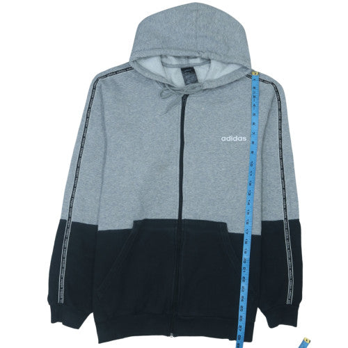 Adidas Men’s Grey Full Zip Hoodie XL Sports Fleece Sweatshirt