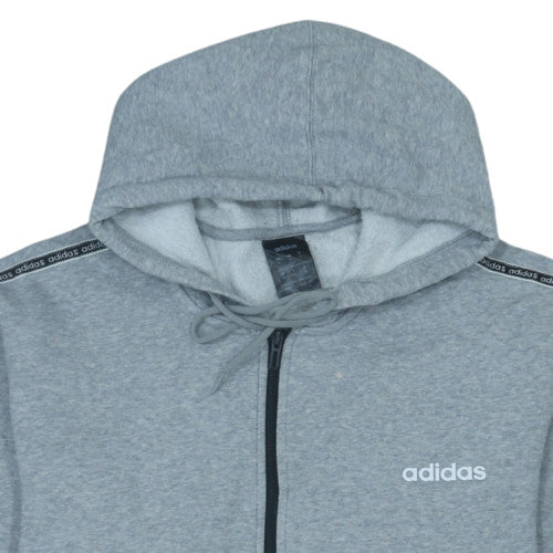 Adidas Men’s Grey Full Zip Hoodie XL Sports Fleece Sweatshirt