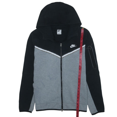 Nike Men's Grey Black Full Zip Hooded Fleece Hoodie L