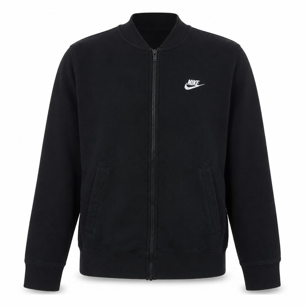 Front view of Nike Men's Black Full Zip Sweatshirt S Regular Fit Fleece
