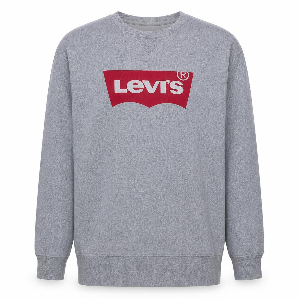 Front view of Levi's Men's Grey XL Crew Neck Pullover Sweatshirt